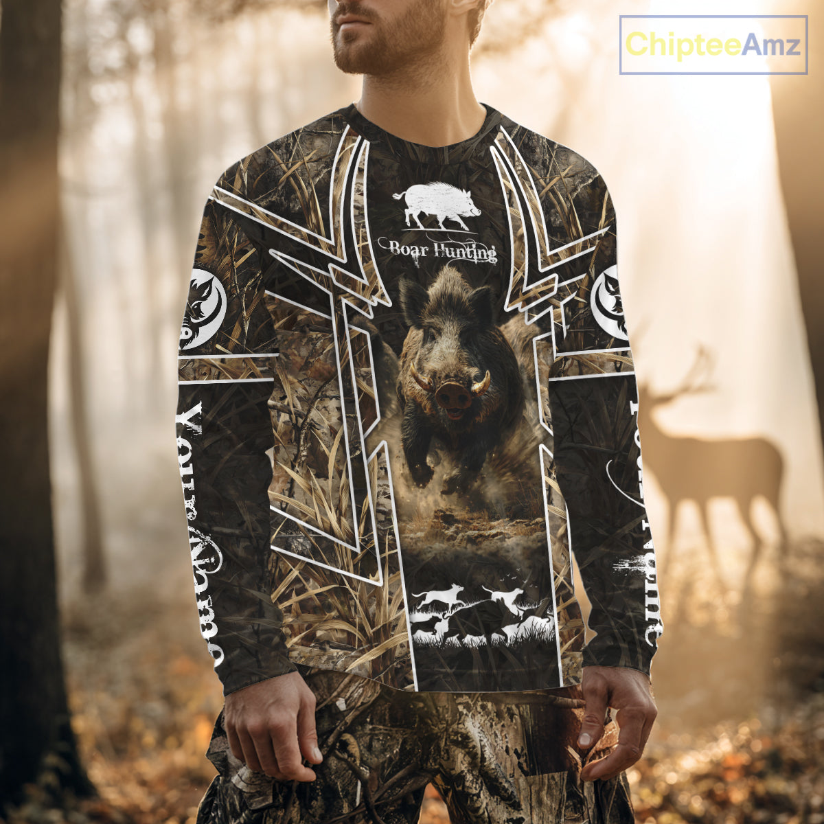Wild Hog Hunting Full 3D Camo Printed Custom Name Boar Hunting Clothes, Hunting Gifts NBT192