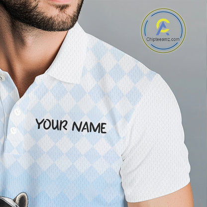 Funny Raccoon Golf Polo Shirt Personalized Name Custom Golf Shirt Golfer Gift For Mens NBT887