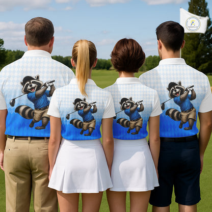 Funny Raccoon Golf Polo Shirt Personalized Name Custom Golf Shirt Golfer Gift For Mens NBT887