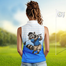 Load image into Gallery viewer, Funny Raccoon Sleeveless Golf Polo Shirt Personalized Name Custom Golf Shirt Golfer Gift For Womens NBT887