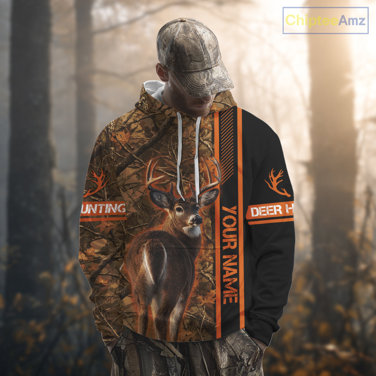Whitetail Deer Hunting Season Shirt 3D Custom Hoodie Hunting Gift Orange Camouflage Deer Shirts NBT309