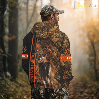 Whitetail Deer Hunting Season Shirt 3D Custom Hoodie Hunting Gift Orange Camouflage Deer Shirts NBT309