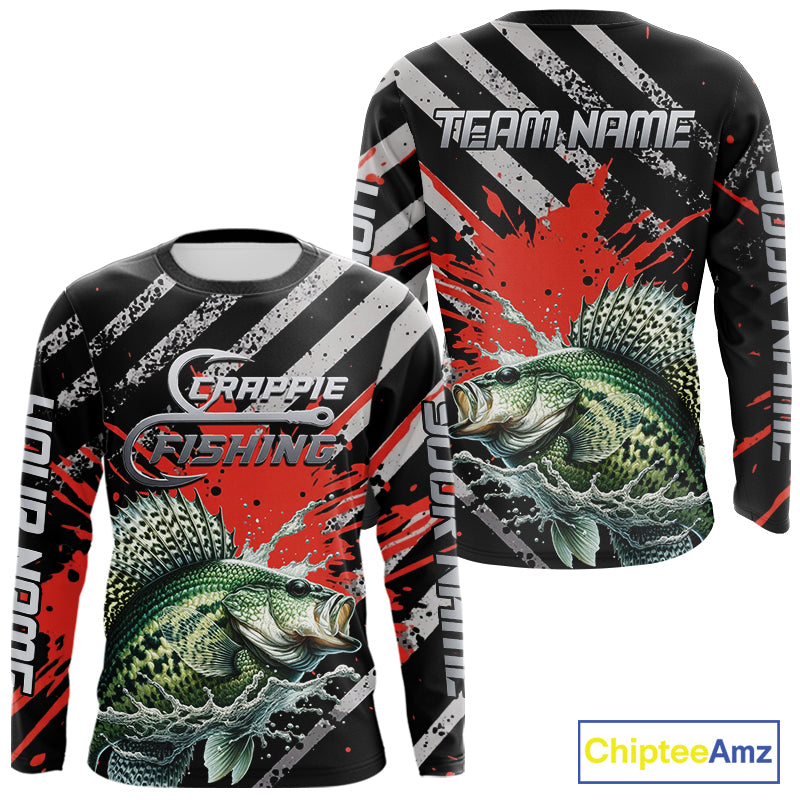 Custom Crappie Long Sleeve Tournament Fishing Shirts, Crappie Fishing Jerseys NBT713