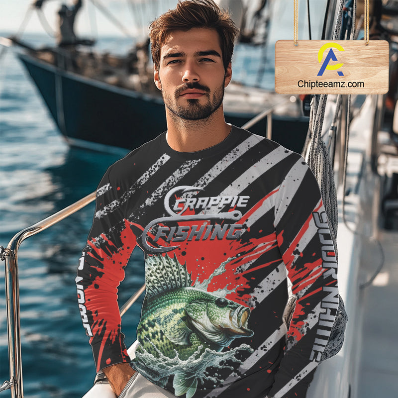 Custom Crappie Long Sleeve Tournament Fishing Shirts, Crappie Fishing Jerseys NBT713