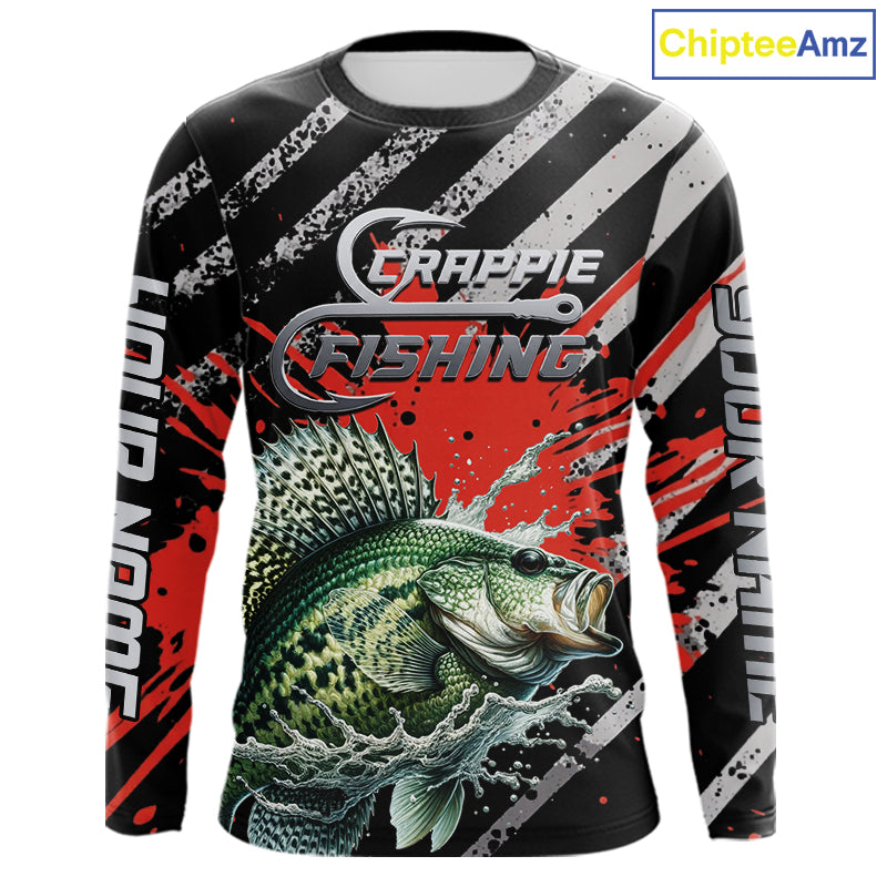 Custom Crappie Long Sleeve Tournament Fishing Shirts, Crappie Fishing Jerseys NBT713