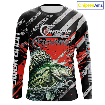 Custom Crappie Long Sleeve Tournament Fishing Shirts, Crappie Fishing Jerseys NBT713