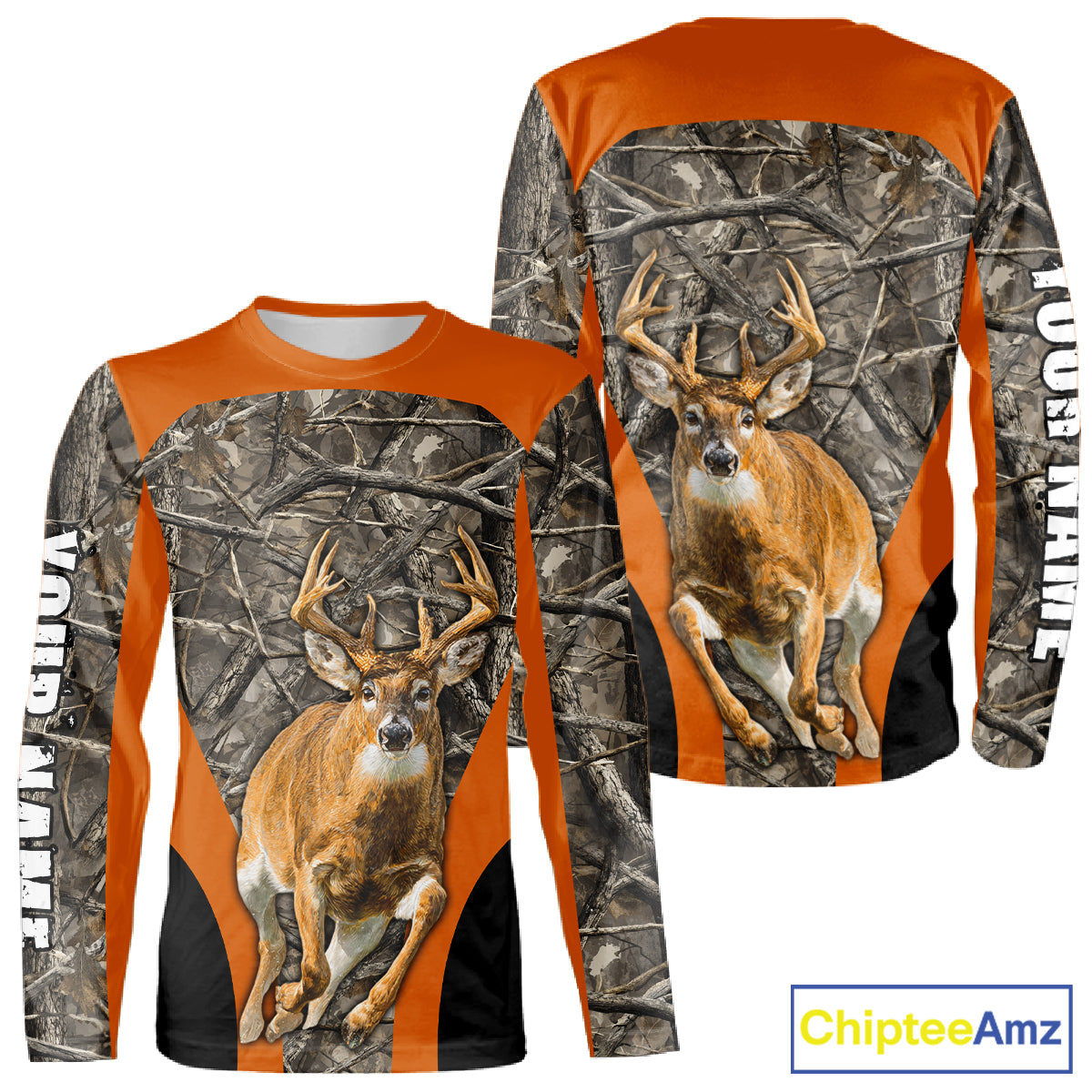 Whitetail Deer Hunting Custom Name Camo Shirt Hunting Hoodie, Camouflage Deer Shirt NBT312