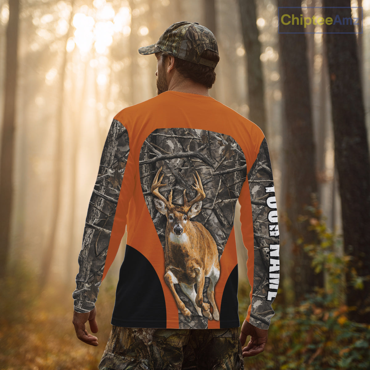 Whitetail Deer Hunting Custom Name Camo Shirt Hunting Hoodie, Camouflage Deer Shirt NBT312