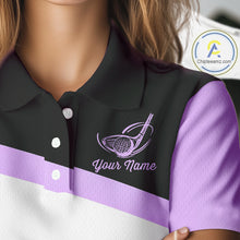 Load image into Gallery viewer, Leopard Womens Golf Polo Shirt Custom Purple Leopard Pattern Team Golf Tops, Golf Gifts NBT589