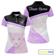 Load image into Gallery viewer, Leopard Womens Golf Polo Shirt Custom Purple Leopard Pattern Team Golf Tops, Golf Gifts NBT589