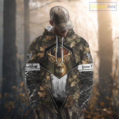 Deer Hunting Camouflage TX Flag Custom Name All Over Print Shirts, Personalized Hunting Clothes NBT110