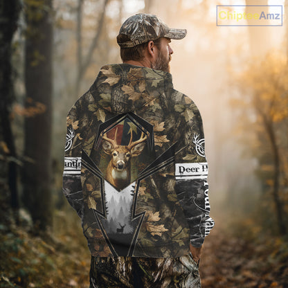 Deer Hunting Camouflage TX Flag Custom Name All Over Print Shirts, Personalized Hunting Clothes NBT110
