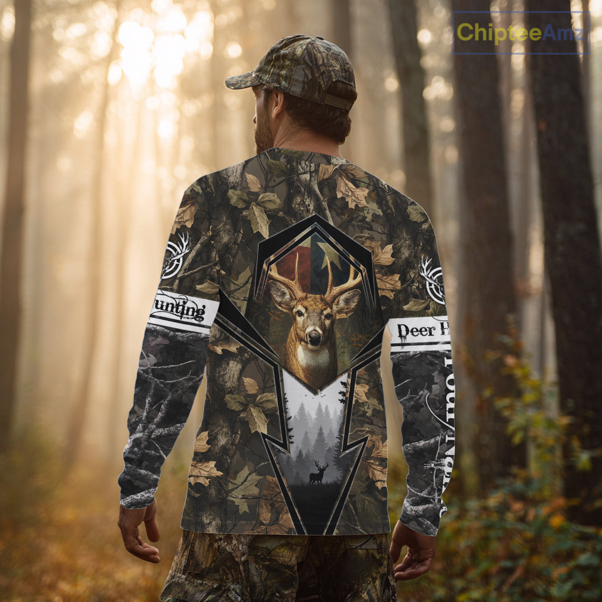 Deer Hunting Camouflage TX Flag Custom Name All Over Print Shirts, Personalized Hunting Clothes NBT110