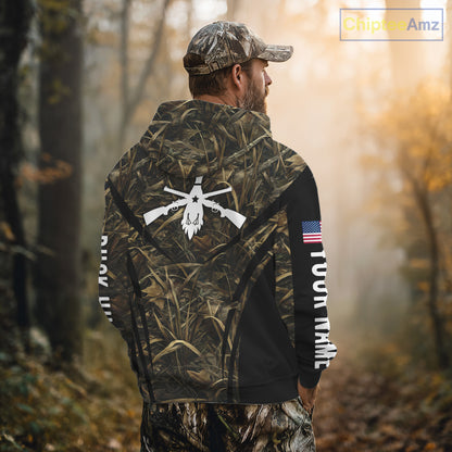 Best Duck Hunting Camouflage with US Flag Detail 3D Printed Shirts, Duck Hunting Gifts NBT205