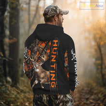 Load image into Gallery viewer, Personalized Whitetail Deer Hunting Orange Camo 3D All Over Printed Hoodie Hunting Shirt NBT316