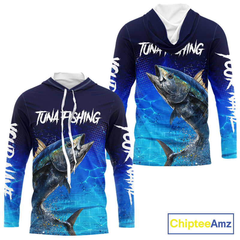 Personalized Blackfin Tuna Hooded Fishing Shirts Saltwater Deep Sea Fish NBT367
