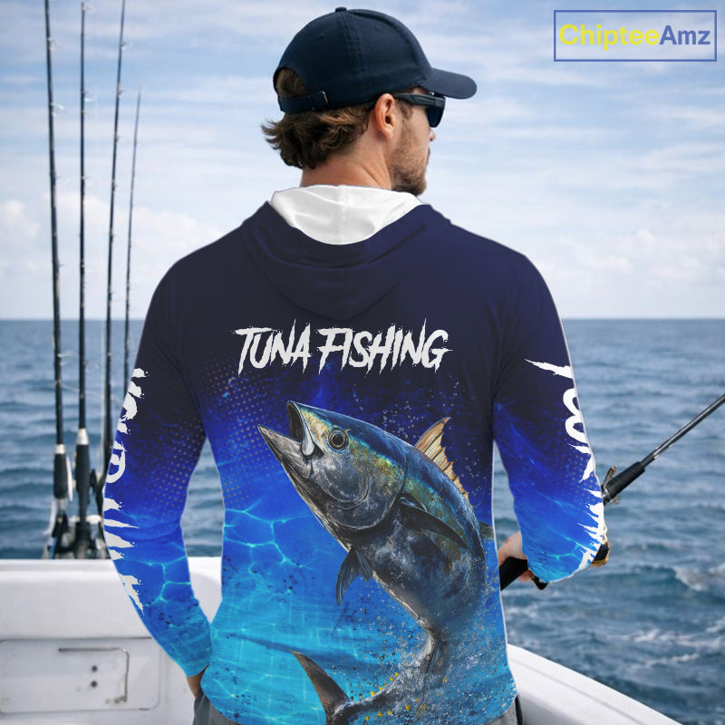 Personalized Blackfin Tuna Hooded Fishing Shirts Saltwater Deep Sea Fish NBT367