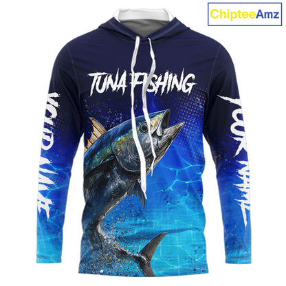 Personalized Blackfin Tuna Hooded Fishing Shirts Saltwater Deep Sea Fish NBT367