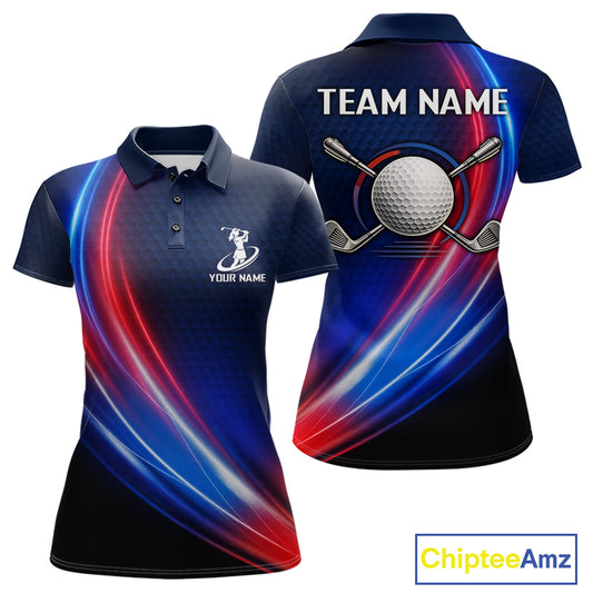 Custom Red Blue Womens Golf Polo Shirts Personalized Golf Gifts, Team Golf Shirts NBT976