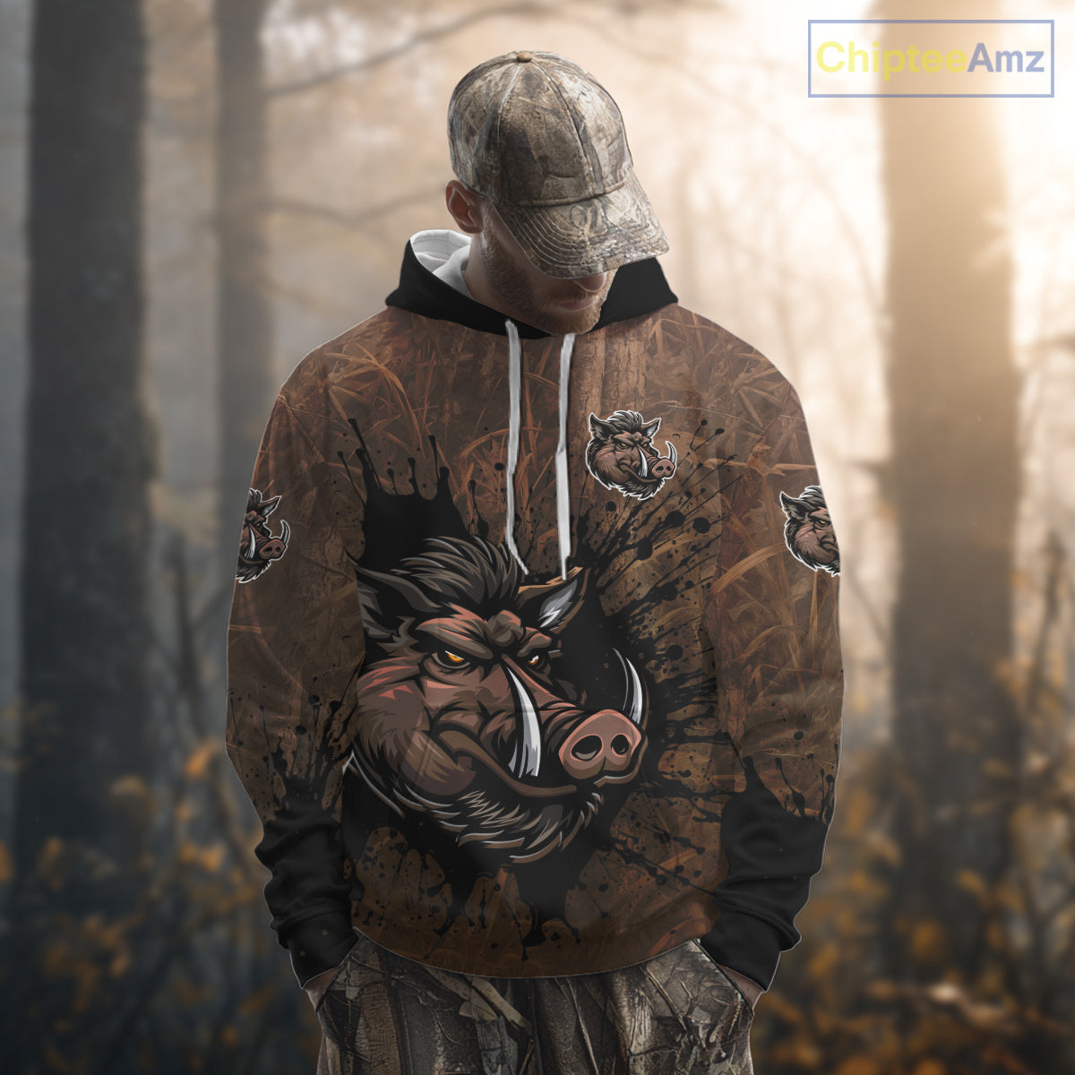 Brown Camo Boar Hunting 3D All Over Printed Shirts, Custom Boar Hunting Outfit, Hunting Gifts NBT212