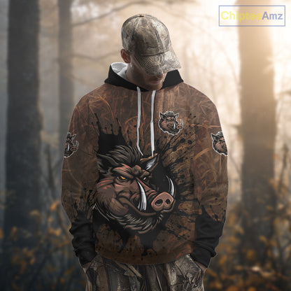 Brown Camo Boar Hunting 3D All Over Printed Shirts, Custom Boar Hunting Outfit, Hunting Gifts NBT212