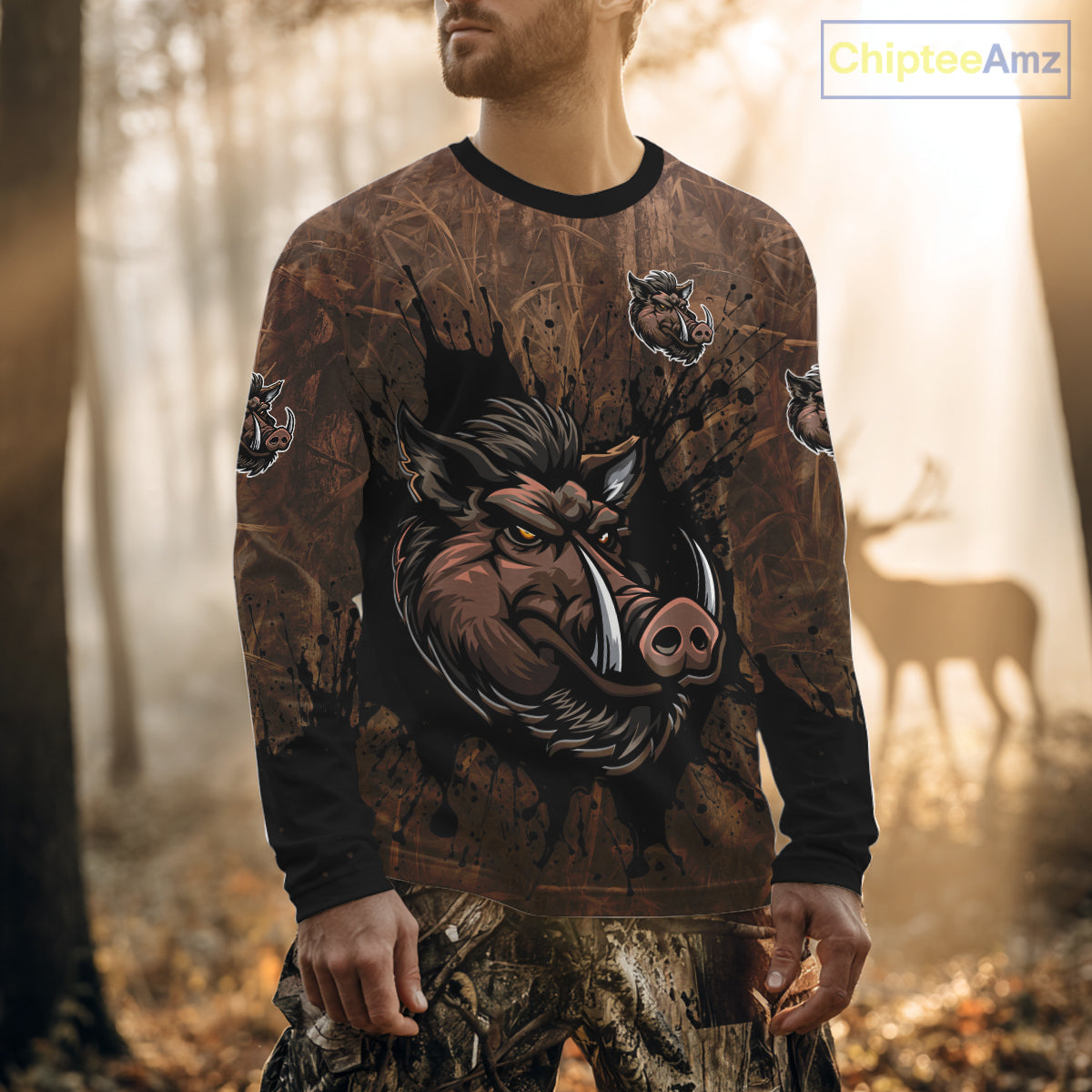 Brown Camo Boar Hunting 3D All Over Printed Shirts, Custom Boar Hunting Outfit, Hunting Gifts NBT212
