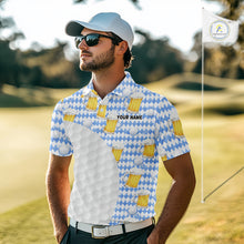 Load image into Gallery viewer, Mens Golf Polo Shirts Custom Beer Argyle Pattern, Funny Beer Pattern Golf Team Shirt NBT597