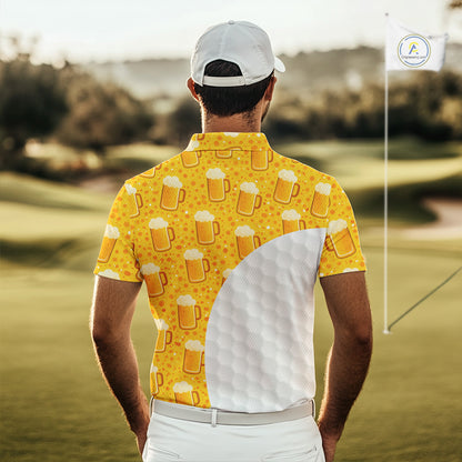 Mens Golf Polo Shirts Custom Beer Pattern, Funny Beer Pattern Golf Team Shirt NBT598