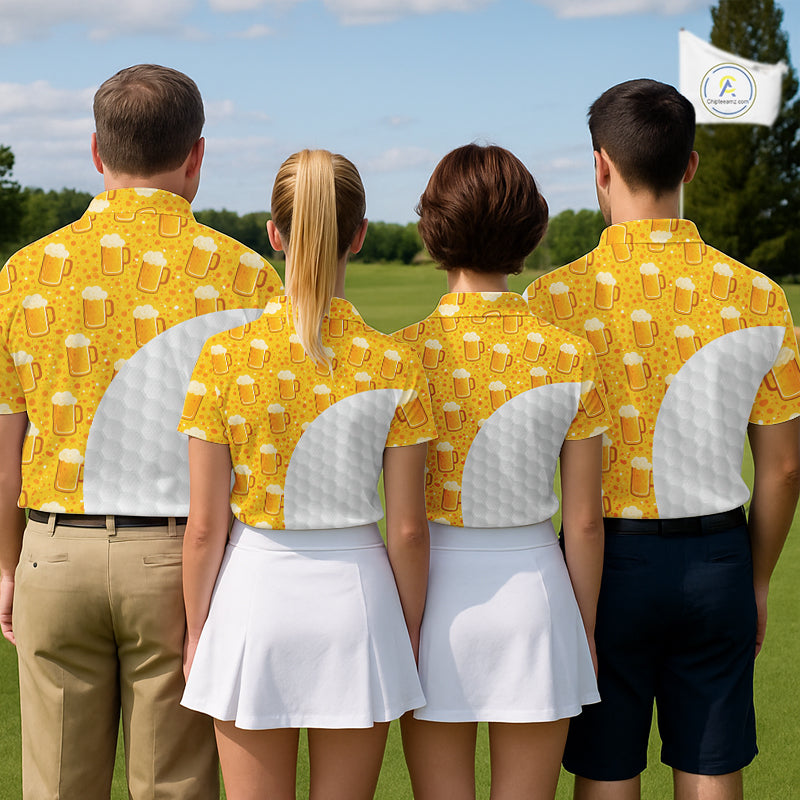 Mens Golf Polo Shirts Custom Beer Pattern, Funny Beer Pattern Golf Team Shirt NBT598