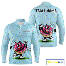 Load image into Gallery viewer, Funny Pink Donut Golf Polo Shirts For Mens, Golf Polo Shirts Custom Donut Pattern, Funny Golf Shirts NBT607