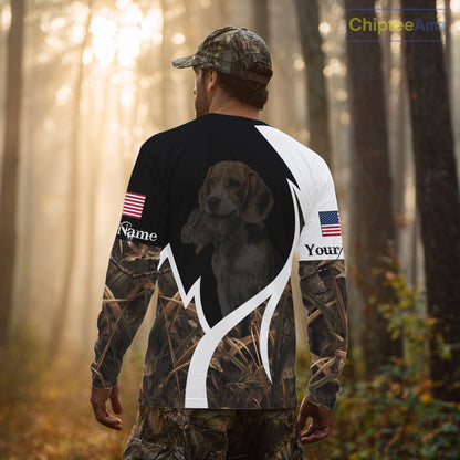 Personalized Rabbit Hunting Beagle Dog American Flag Details Camo 3D Shirts, Rabbit Hunting Gifts NBT216