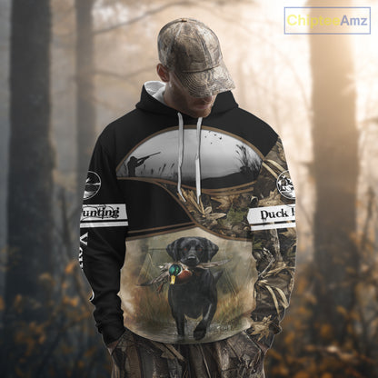 Duck Hunting Black Labrador Retriever Camouflage 3D Printed Shirts, Duck Hunting Camo Shirt NBT218