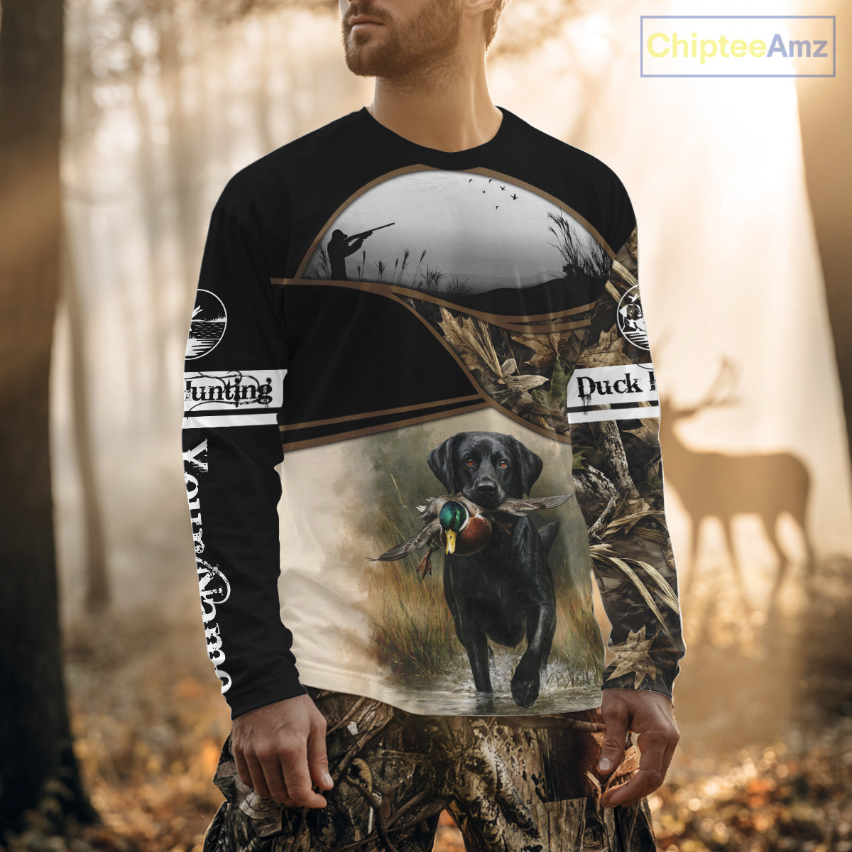 Duck Hunting Black Labrador Retriever Camouflage 3D Printed Shirts, Duck Hunting Camo Shirt NBT218