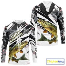 Load image into Gallery viewer, Gray Camo Pike Fishing Jerseys For Men, Custom Pike Fishing Shirt Long Sleeve Hooded NBT415