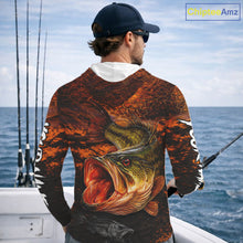 Load image into Gallery viewer, Personalized Big Bass Fishing Jerseys Orange Camo, Bass Fishing Shirt Long Sleeve Hooded NBT416