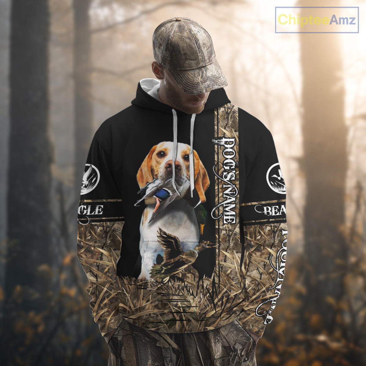 Duck Hunting with Beagle Dog Camo Custom Name All Over Print Shirts, Hunting Gifts NBT120
