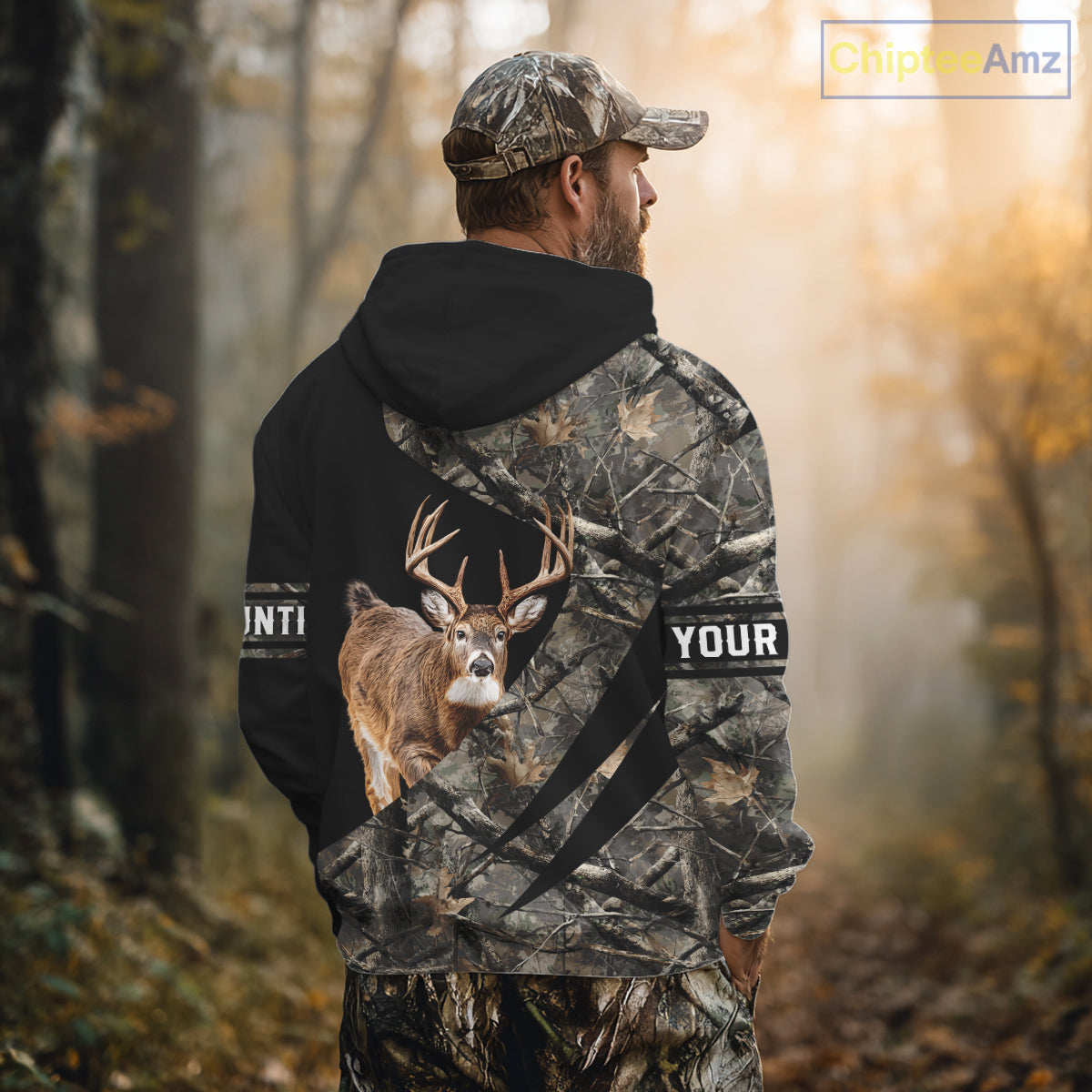 Whitetail Deer Hunting Shirt Camouflage Hoodie 3D Custom Name, Hunting Gift NBT324
