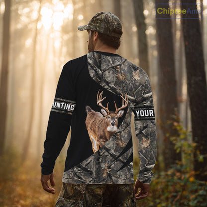 Whitetail Deer Hunting Shirt Camouflage Hoodie 3D Custom Name, Hunting Gift NBT324