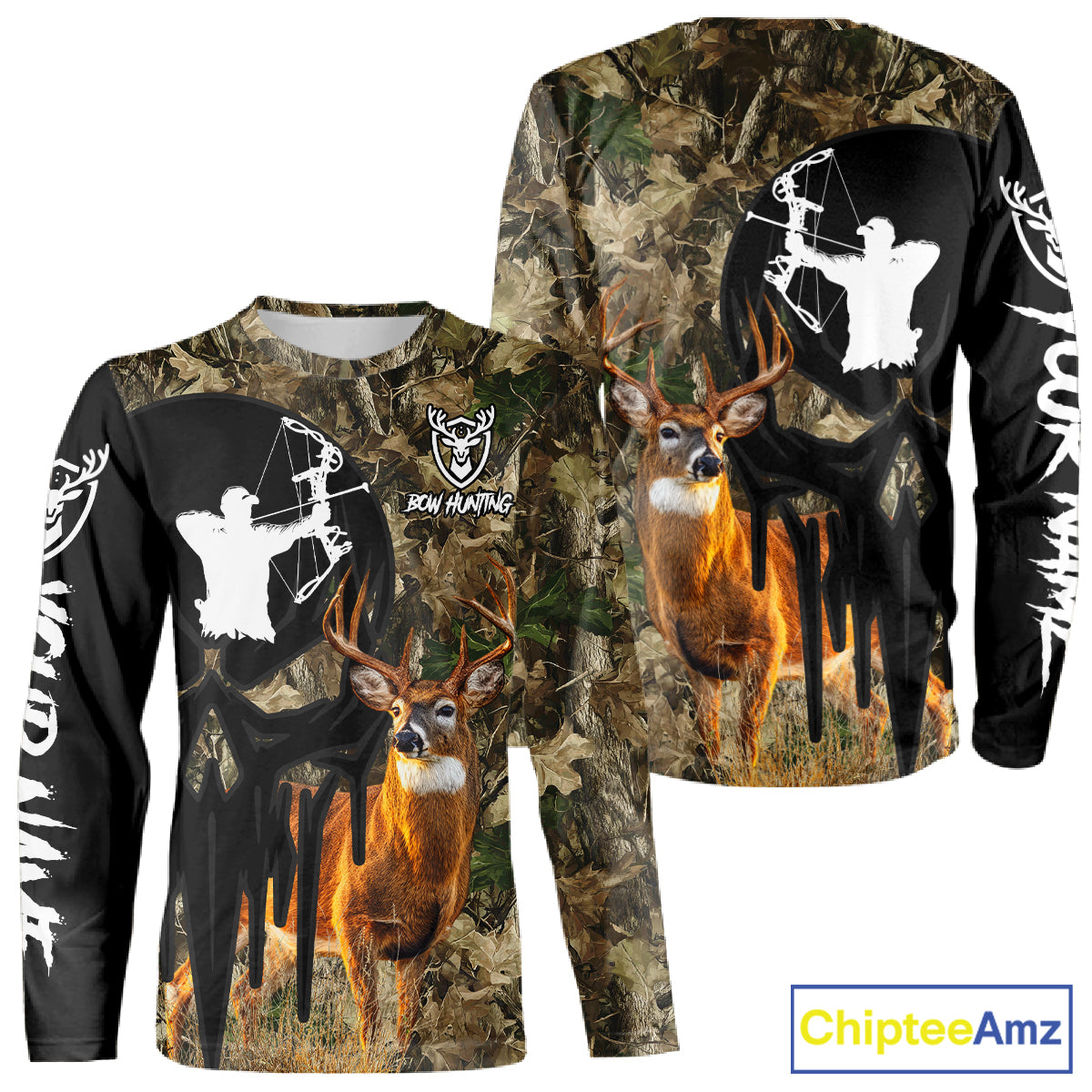 Deer Bow Hunting Camouflage Custom Name Shirt, Personalized Hunting Clothes, Hunting Gifts NBT327