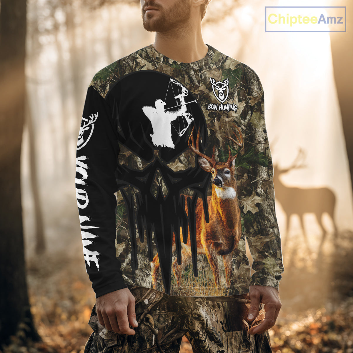 Deer Bow Hunting Camouflage Custom Name Shirt, Personalized Hunting Clothes, Hunting Gifts NBT327