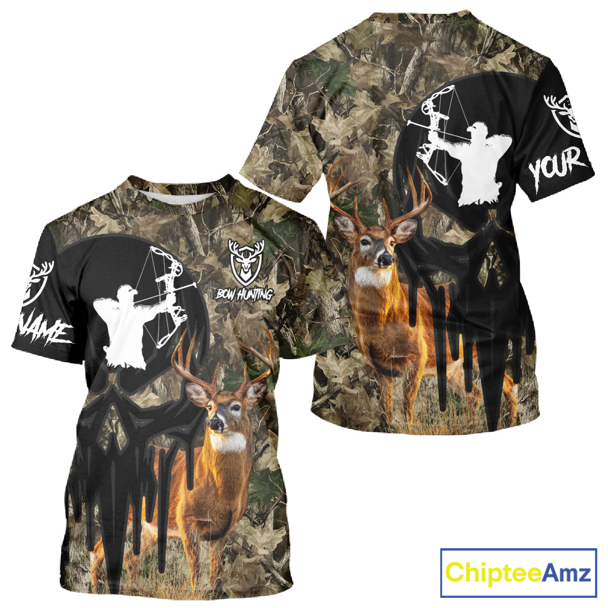 Deer Bow Hunting Camouflage Custom Name Shirt, Personalized Hunting Clothes, Hunting Gifts NBT327