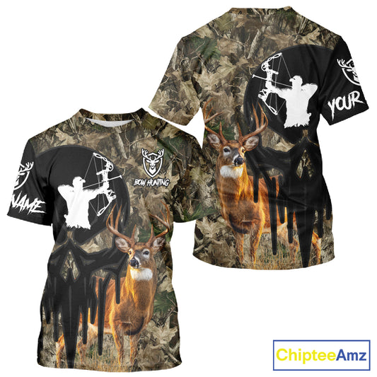 Deer Bow Hunting Camouflage Custom Name Shirt, Personalized Hunting Clothes, Hunting Gifts NBT327