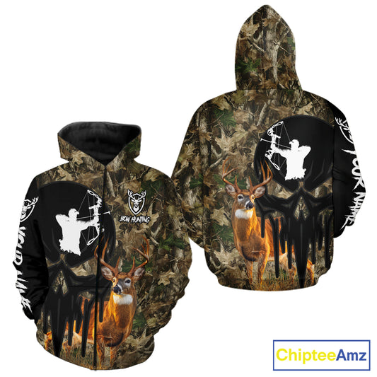 Deer Bow Hunting Camouflage Custom Name Shirt, Personalized Hunting Clothes, Hunting Gifts NBT327