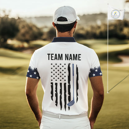 USA Flag Pattern Mens Golf Polo Shirt, Patriotic American Golf Shirt, 4Th Of July Golf Outfit NBT613