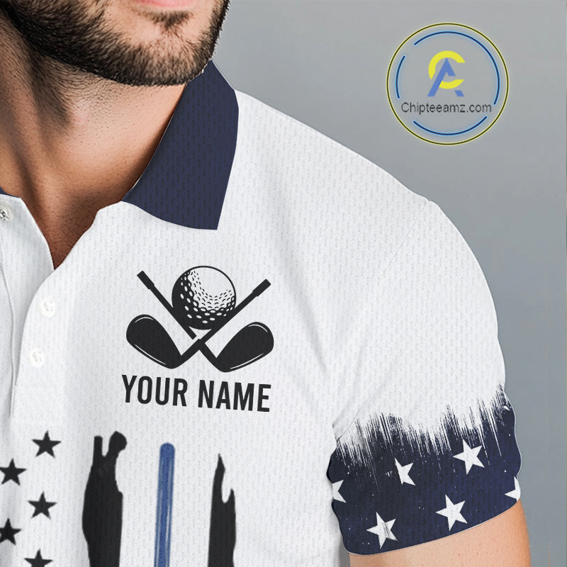 USA Flag Pattern Mens Golf Polo Shirt, Patriotic American Golf Shirt, 4Th Of July Golf Outfit NBT613