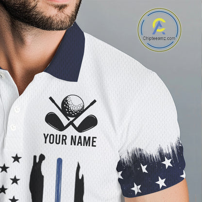 USA Flag Pattern Mens Golf Polo Shirt, Patriotic American Golf Shirt, 4Th Of July Golf Outfit NBT613