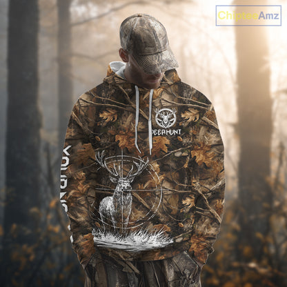 Deer Hunting Full Forest Camo 3D Printing Custom Name Shirts, Deer Hunting Clothes NBT126