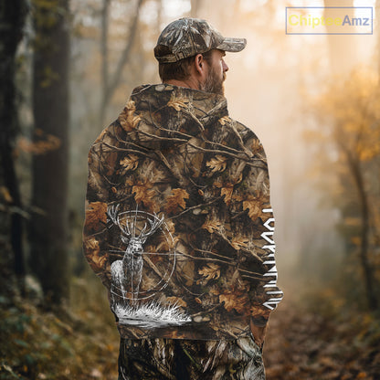 Deer Hunting Full Forest Camo 3D Printing Custom Name Shirts, Deer Hunting Clothes NBT126