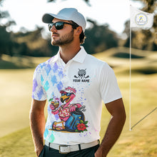 Load image into Gallery viewer, Personalized Mens Argyle Golf Polo Shirts, Custom Name Funny Golf Team Shirts, Golf Lover Gift NBT480