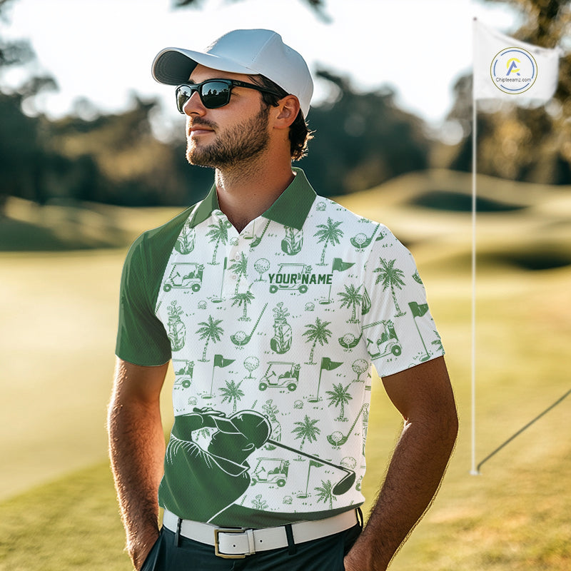 Green Mens Golf Polo Shirts, Funny Golf Icons Athetic Shirt, Golf Gifts For Men NBT481